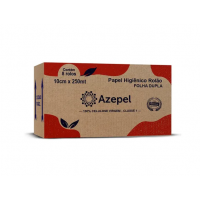 PAPEL HIGIÊNICO ROLÃO 36G CELULOSE BRANCA FOLHA DUPLA 9X250M FARDO C/8 ROLOS MULTI AZEPEL