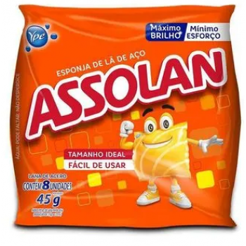 LÃ DE AÇO ASSOLAN PACOTE COM 8 UNIDADES