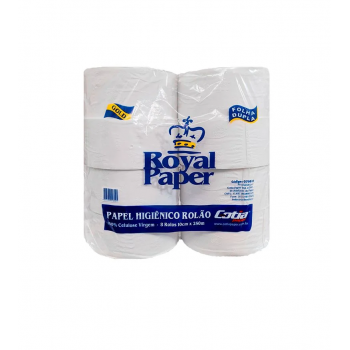 PAPEL HIGIÊNICO ROLÃO 36G CELULOSE BRANCA FOLHA DUPLA 9X250M FARDO C/8 ROLOS ROYAL MULTI	