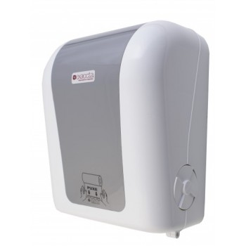 DISPENSER P/PAPEL TOALHA BOBINA PUXE/CORTE BRANCO/PRATA EXACCTA