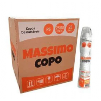 Copo Plástico Branco - 180ml PS -  pacote com 100 copos - Massimo