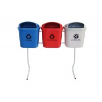 Conjunto de Cestos de Lixo para Coleta Seletiva com 3 Lixeiras - 40 Litros - JSN